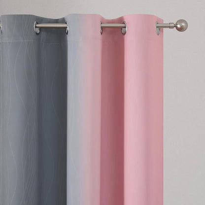 Pink and Gray Ombre Blackout Curtains - Image 4