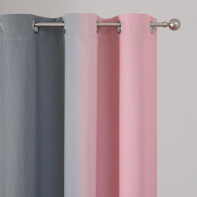 Pink and Grey Ombre Blackout Curtains - Image 4