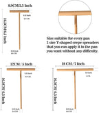 Crepe Spreader and Spatula Kit, 3.5 Inch, 5 Inch, 7 Inch T-Shaped Batter Spreaders & 13.4 Inch Spatula Turner, Pancake Tool, Natural Wood Material Crepes Sticks Fit Any Crepe Pan Maker, Pack of 4