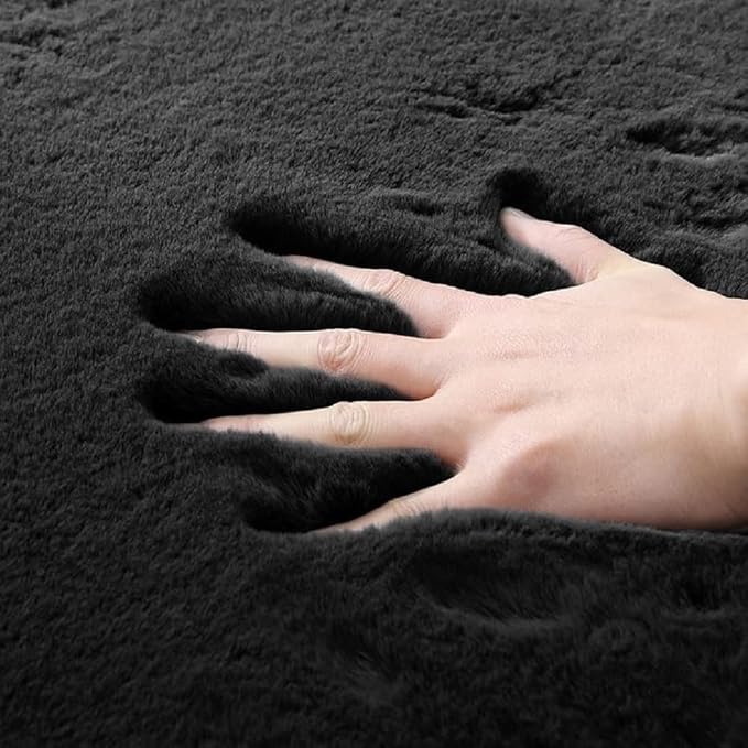 ORINOVA Black Fluffy Rug 5x8 Area Rugs - Image 7