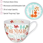 Friendship Coffee Mug, Premium 20 oz Bone China Coffee Tea Hug Mug, Perfect Birthday, Holiday, and Christmas Gift for Women and Female Friends, Designed in England by Harvest Green Studio