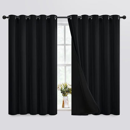 SimpleHome Black 100% Blackout Curtains Room Darkening Living Room 63 Inch | by SimpleHome