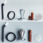 51mm Espresso Tamper Set, 5PCS Coffee Tamper Kit with WDT Tool, Coffee Stirrer, Dosing Funnel, Puck Screen 51mm Espresso Accessories Tampers Kit (Silver)