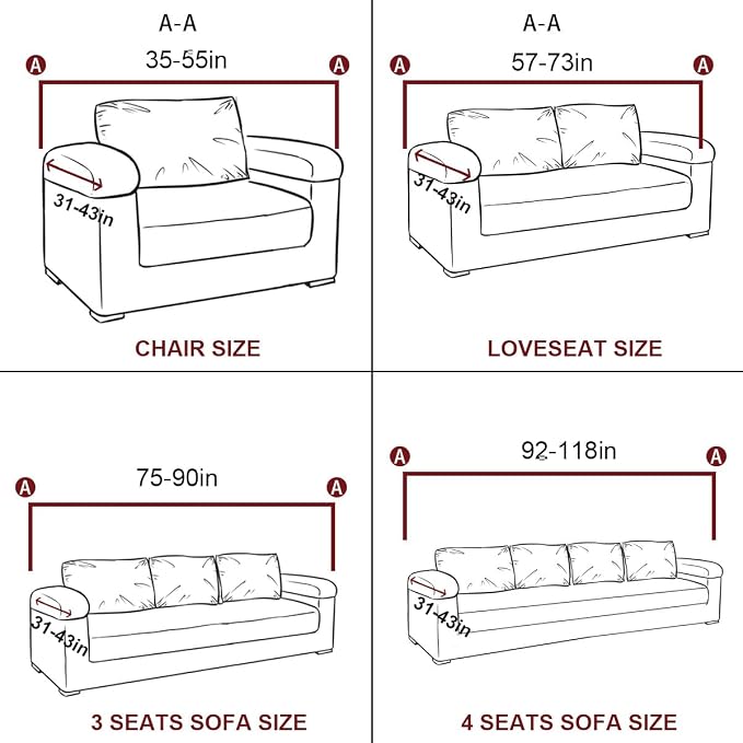 vctops 4 Seater Velvet Plush Stretch Sofa Slipcover 1-Piece Sofa Cover - Image 5