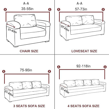 vctops 4 Seater Velvet Plush Stretch Sofa Slipcover 1-Piece Sofa Cover - Image 5