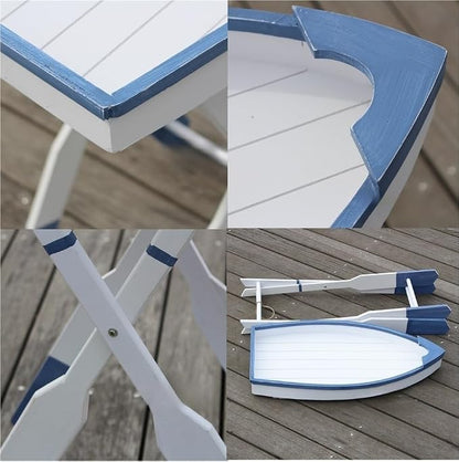 Boat-Shaped Solid Wood Folding Coffee Table - Image 6