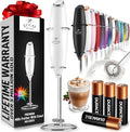 Zulay Kitchen Powerful Milk Frother Wand With 4 AA Duracell Batteries - Ultra Fast Handheld Drink Mixer - Electric Whisk Foam Maker for Coffee, Lattes, Cappuccino, Matcha & Creamer -