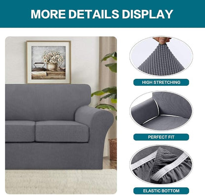 Turquoize 4 Piece Sofa Covers for 3 Cushion Couch Sofa Slipcover Soft Couch - Image 4