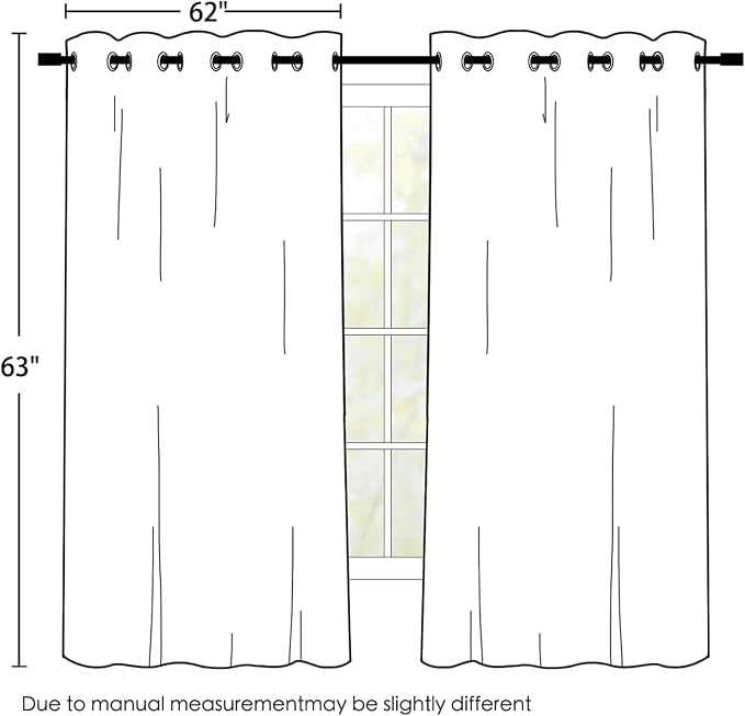 SimpleHome White 100% Blackout Curtains Room Darkening Living Room 63 Inch | - Image 2