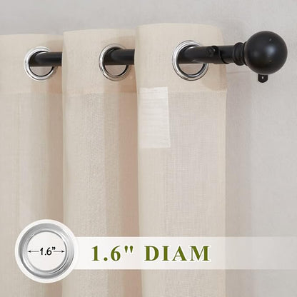 NICETOWN Semi Sheer Beige Curtains 84 inches Long, Grommet Linen Weave Vertical - Image 2