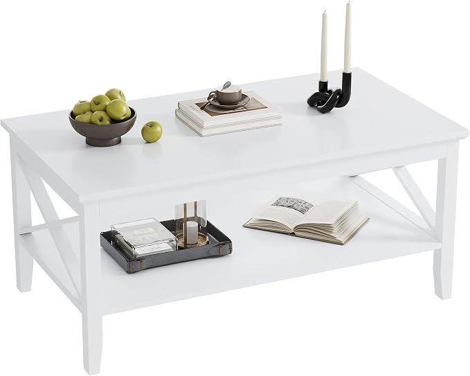 ChooChoo White Coffee Table Classic X Design - Image 7