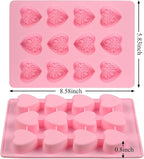 Silicone Heart-Shaped Chocolate Molds - Set of 1 Non-Stick Candy Heart Molds Silicone, for Baking, Candy, Gummy, Food Grade - Pink