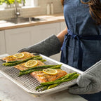 Ultra Cuisine Quarter Sheet Pan with Wire Rack Set - Includes Premium Aluminum Baking Sheet with 100% Stainless Steel Baking Rack, Dishwasher Safe Cookie Cooling Racks with 1/4 Pan Commercial Quality