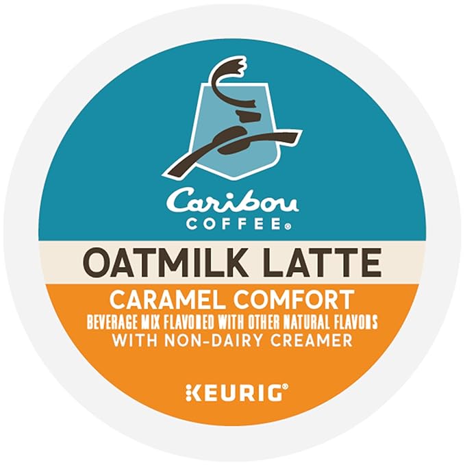 Caribou Coffee Caramel Comfort Oatmilk Latte, One Step Latte Single Serve Keurig K-Cup Pods, 20-Count Box