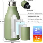 BJPKPK Insulated Water Bottles, 12oz Stainless Steel Metal Water Bottle with Strap, BPA Free Leak Proof Thermos, Mugs, Flasks, Reusable Water Bottle for Sports & Travel, Forest Green