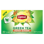 Lipton Honey Ginger Green Tea, Lemon Green Tea, & Peach Green Tea 20 CT (3ea) (Variety Pack)