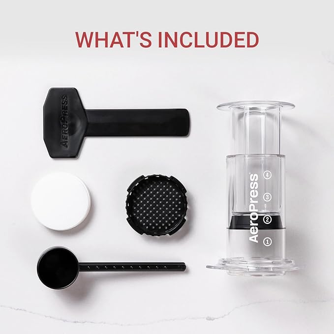 AeroPress Clear Coffee Press – 3 In 1 Brew Method Combines French Press, Pourover, Espresso, Full Bodied Coffee Without Grit or Bitterness, Small Portable Coffee Maker for Camping & Travel, Clear