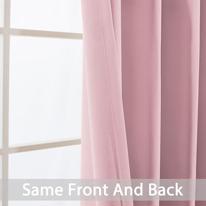 Yakamok Pink Room Darkening Curtains 84 inch Sliding Door Drapes | 1 Extra-wide - Image 4