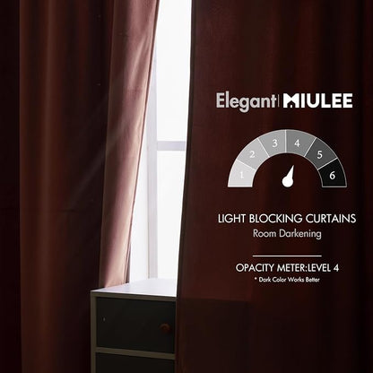 MIULEE Velvet Blackout Curtains 52x84 inches 2 Panels Dusty Rose Pink | Luxury - Image 5