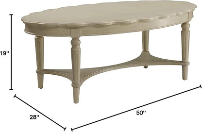 Acme Fordon Oval Coffee Table in Antique White - Image 3