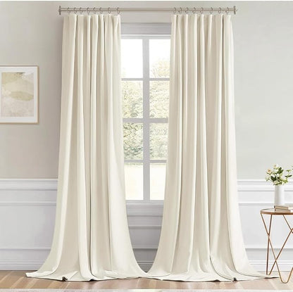 MIULEE Beige White Back Tab Blackout Curtains 52x102 Inch Long 2 Panels Set | - Image 9