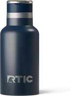 RTIC Little Journey Bottle with Straw, Insulated, Stainless Steel, Metal, Double Wall Vacuum-Insulation, Ceramic-Lined, Leak-Proof Lid, BPA-Free Water Flask for Sports, Travel, Navy