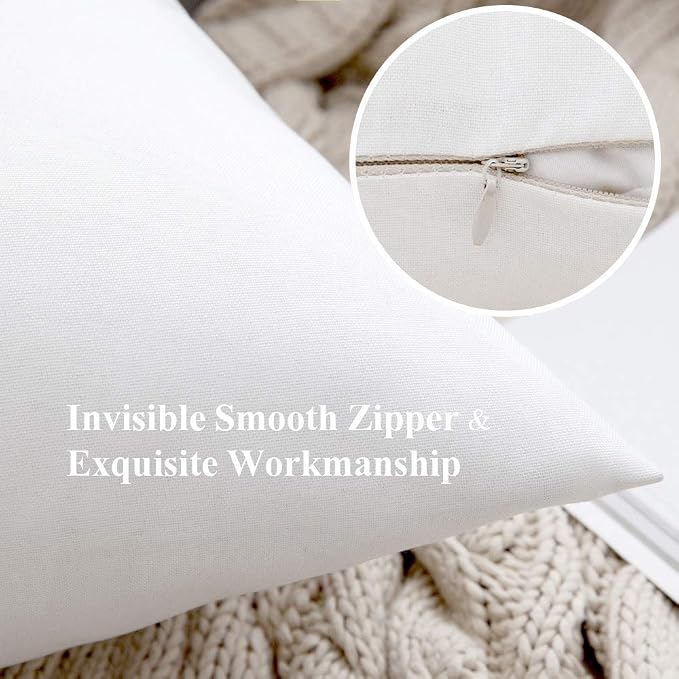 MIULEE Pack of 2 Decorative Outdoor Solid Waterproof Throw Pillow Covers Faux - Image 2