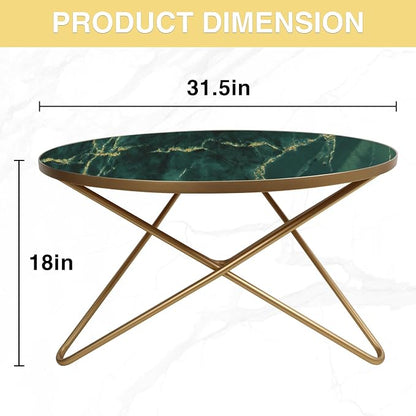 HLR Round Coffee Table with Green Faux Marble Top - Image 2