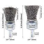 9-Piece Large Wire Brush Wheel Set - Metal Rust Removal, Polishing, Cleaning - 1/4″ (6mm) Shaft - Removes Burrs, Dust, and Paint - Handles Rough Surfaces - Rotary Tool Accessories