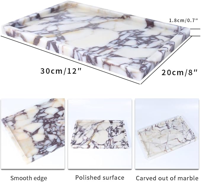 Real Luxurious Natural Marble Vanity Tray Genuine Marble/Stone Storage Tray - Image 2
