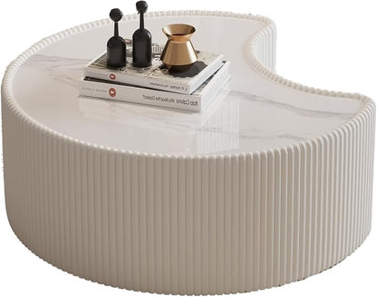 29.53" Marble Coffee Table, Modern Creative Moon Coffee Table - Image 7