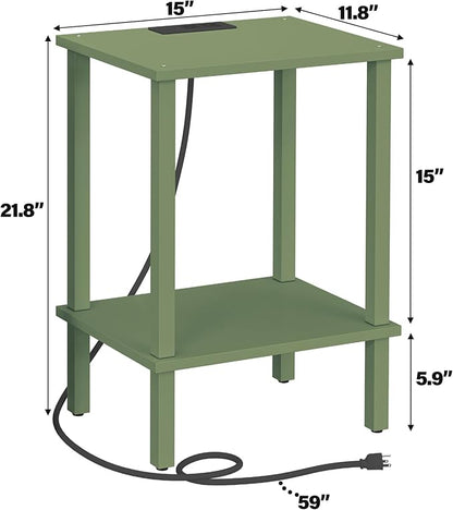 TUTOTAK End Table with Charging Station, Small Side Table with Outlets - Image 3