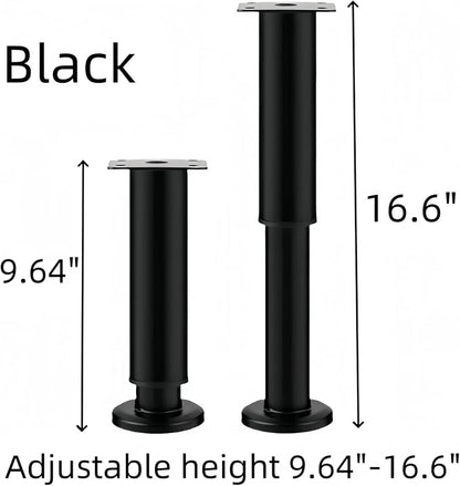 4PCS Adjustable 9.64-16.6 Inch Metal Furniture Legs Black Furniture Replacement - Image 3