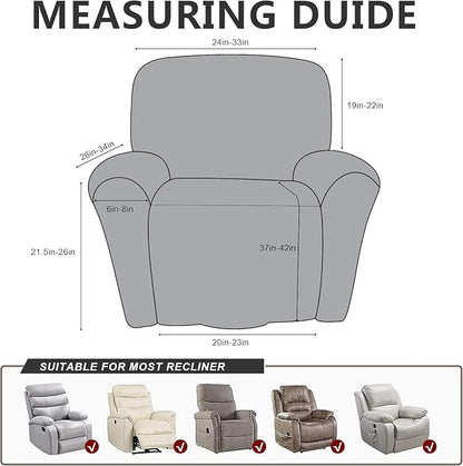 ANARACHON Leather Like Recliner Chair Covers Stay in Place, 4 Pieces Recliner - Image 3