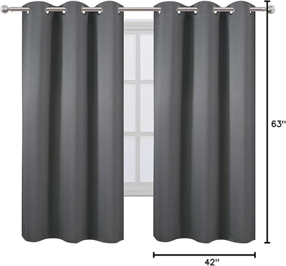 Grey Blackout Curtains 42 x 63 Inch Length/Set of 2 Curtain Panels/Thermal - Image 10