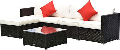 Outsunny 6 Piece Patio Furniture Set Outdoor Wicker Conversation Set All by Outsunny