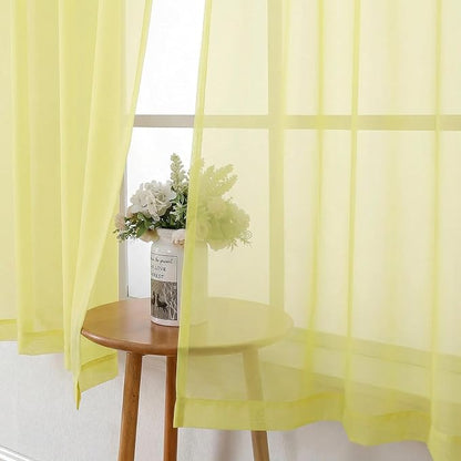 Goose Yellow Sheer Curtains 63 Inch Length 2 Panels, Light Filtering Voile - Image 4