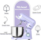 Kitchen in the Box Stand Mixer, 3.5 QT Small Electric Kitchen Mixer, 10-Speed Portable Lightweight Food Mixer with Stainless Steel Bowl, Egg Whisk, Dough Hook, Beater (Lavender Purple)