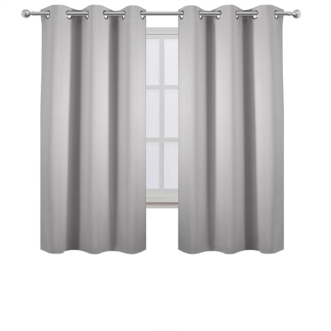 Light Grey Blackout Curtains/38 x 54 Inch/Set of Two Panels Grommet Living Room - Image 2