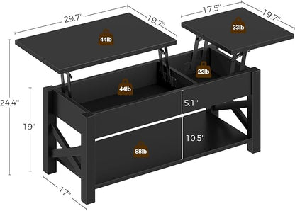 Rolanstar Coffee Table 47.2", 2 Way Lift Top Farmhouse Center Table - Image 3