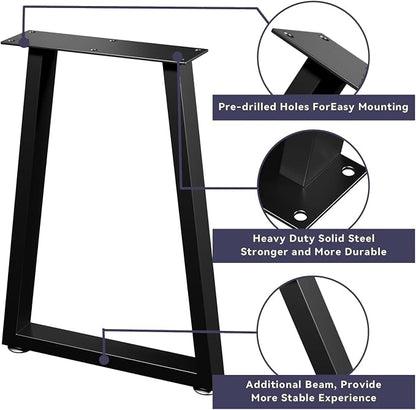 Bench Table Legs 16 Inch, Trapezoid Heavy Duty Metal Coffee Furniture Legs Set - Image 5