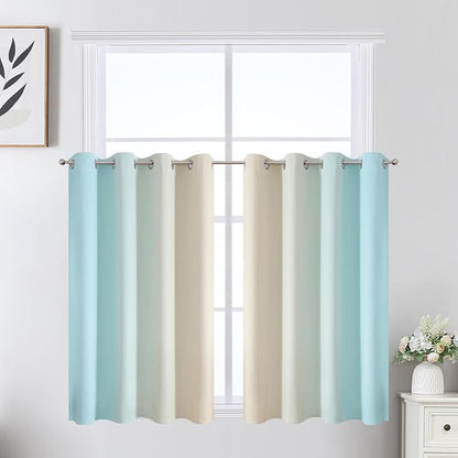 Aqua and Beige Ombre Blackout Curtains by ESTELARTEXTILER