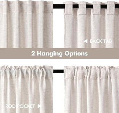 MIULEE Kitchen Curtain 24 Inch Long 2 Panels Natural Linen White Farmhouse | - Image 5