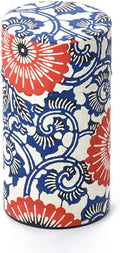 Japanese Pokkan Coffee Spice Tea Tin Canister Washi Paper Storage with Lid 7.05 oz Capacity (Touka)