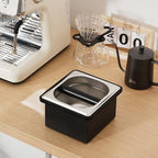 Coffee Knock Box, Espresso Knock Box Coffee Bin Barista Accessories Coffee Machine Accessories, Stainless Steel Small Coffee Knock Box Container with Silicone Knock Bar and Non Slip Base