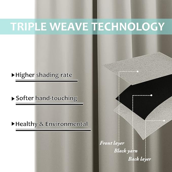 NICETOWN Natural 100% Blackout Curtains - Image 6
