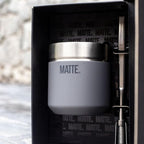 Matte 6.5 oz Yerba Mate Gourd and Bombilla Set - Includes DS Pro Box - BPA Free Yerba Mate Set Kit with Mate Straw, Elegant Design, Non-Slip Base (Grey)
