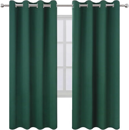 Blackout Curtains 66 x 72 Inch Long Dark Green Curtains Set of 2 Panels Room - Image 2