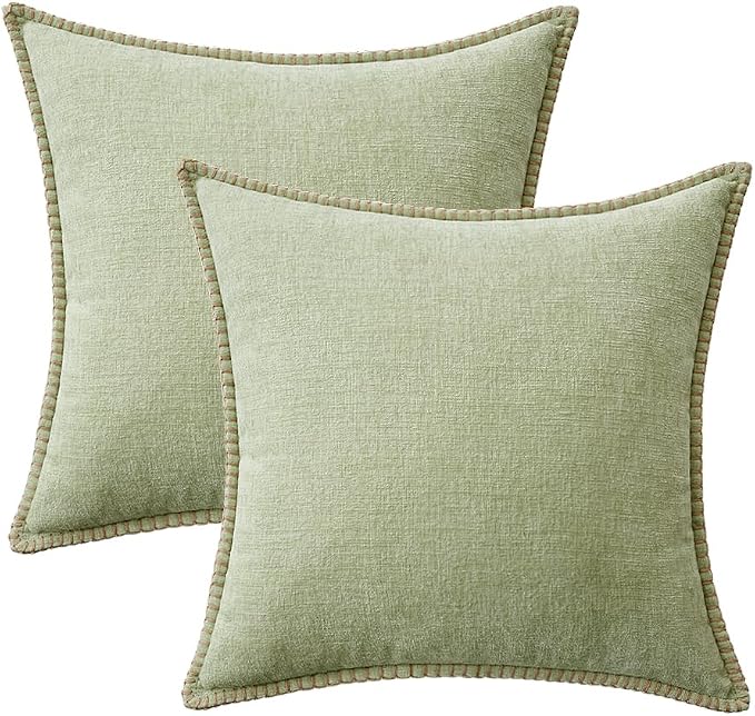MIULEE Decorative Couch Throw Pillow Covers 20x20 Inch Light Green 2 Pack | - Image 6