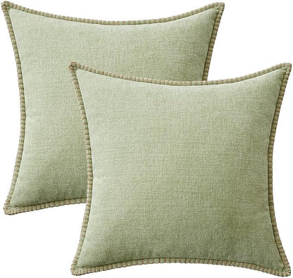 MIULEE Decorative Couch Throw Pillow Covers 18x18 Inch Light Green 2 Pack | - Image 6